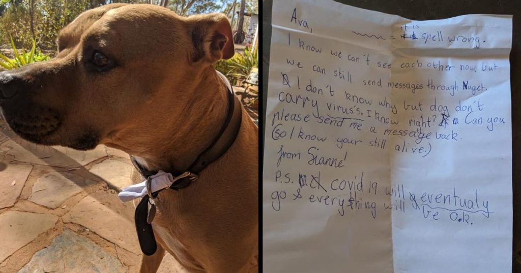 Little Girl Uses Family Dog To Send Neighbor The Sweetest Note.